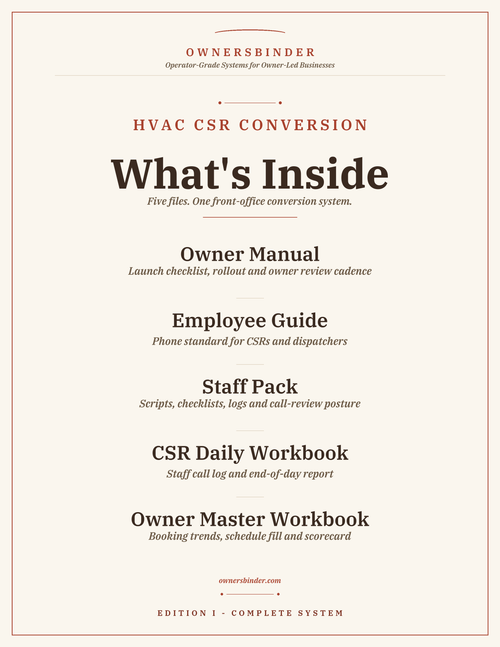 Overview of the manuals, scripts, workbooks, and dashboards included in the HVAC CSR Conversion System