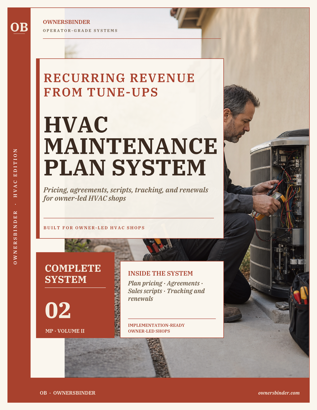 HVAC Maintenance Plan System by OwnersBinder, Volume II, for building recurring revenue from tune-ups.
